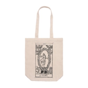 Borsa Tote Bag con Soffietto Tarot De Marseille Le Monde  Poliestere Morbido e Resistente Manici Lunghi 70 cm Tarocchi di Marsiglia Il Mondo