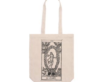 TOTE bag/ DRAWSTRING bag "Tarot de Marseille" Tarocchi , Le Pendu, Le Diable, L'Amoreux,La Roue de Fortune