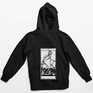 Unisex Hoodie Tarot de Marseille" Carte Tarocchi DANZA MACABRA, L'Impératrice, L'Hermite ,La Justice, La Mort, Le diable, L'etoille
