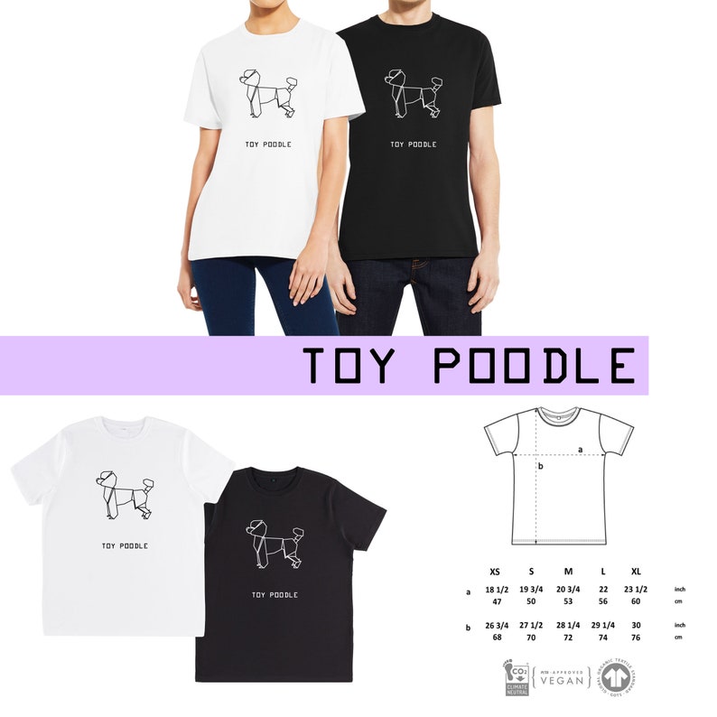 T-shirt unisex ORIGAMI dog German Shepherd, Golden retriver, Toy poodle, Collie, Spitz, Pitbull, Irish setter, Lagotto, Labrador TOY POODLE