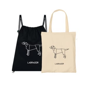 Sacca Palestra & Tote Bag Labrador Origami Cotone Biologico EarthPositive Zaino Gym, Borsa Eco, Zainetto Sport, Idea Regalo Amanti dei Cani