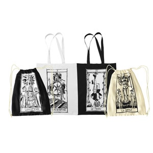 TOTE tas/DRAWKOORD tas "Tarot de Marseille" Tarot, De Slinger, De Duivel, De Liefde, Het Rad van Fortuin