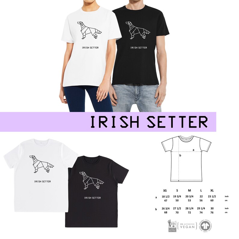T-shirt unisex ORIGAMI dog German Shepherd, Golden retriver, Toy poodle, Collie, Spitz, Pitbull, Irish setter, Lagotto, Labrador IRISH SETTER