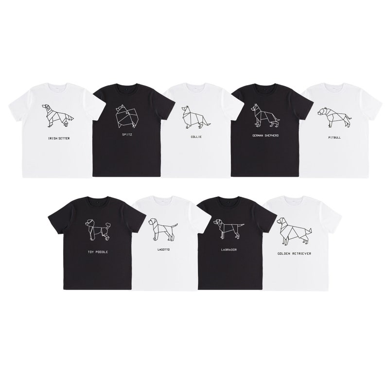 T-shirt unisex ORIGAMI dog German Shepherd, Golden retriver, Toy poodle, Collie, Spitz, Pitbull, Irish setter, Lagotto, Labrador image 1