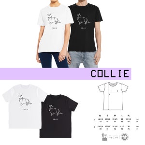 T-shirt unisex ORIGAMI dog German Shepherd, Golden retriver, Toy poodle, Collie, Spitz, Pitbull, Irish setter, Lagotto, Labrador COLLIE