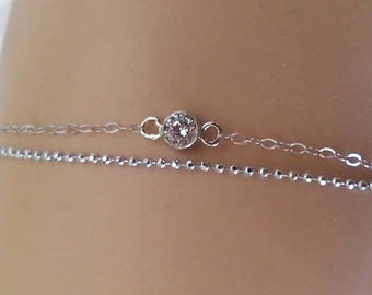 Diamond Solitaire Bracelet / 14K Diamond Bezel Bracelet / Wardrobe Staple / Bridesmaids Gift / 14k Minimal Bracelet / Eco Friendly Bracelet