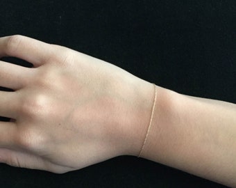 14k Gold Whisper Bracelet - Thin Layering Bracelet - Dainty Chain Bracelet - Minimalist Jewelry - Simple Bracelet - Petite Bridal Bracelet