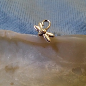 14k Solid Gold Dragonfly Stud Cartilage Stud Minimalist Jewelry Mini Earrings Post Earrings Bug Jewelry Gift Idea image 1