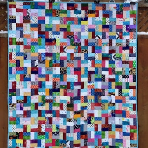 Handmade Lap Quilt, Scrappy Patchwork Quilt, Modern Farmhouse Quilts For Sale