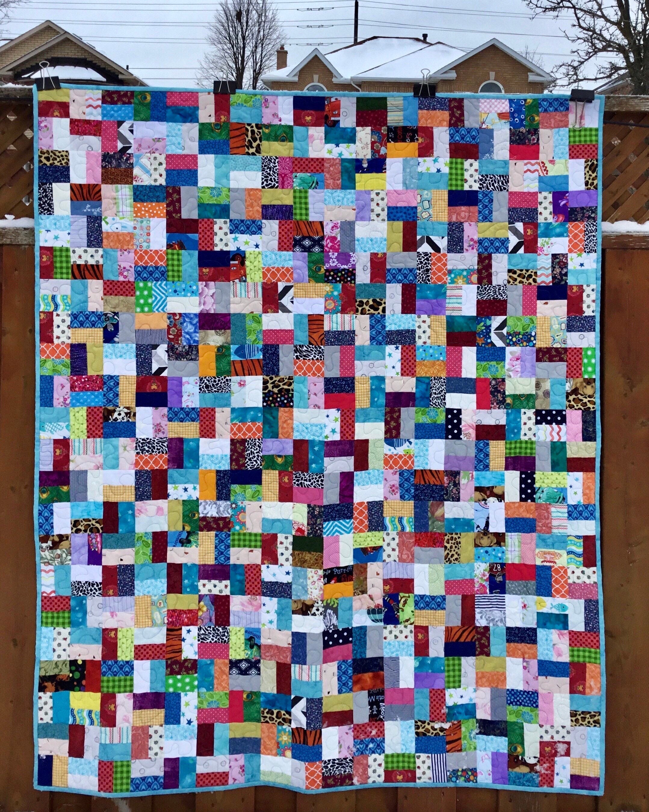 Scrappy Handmade Patchwork Throw Quilt , Multicolour Vintage Style ...