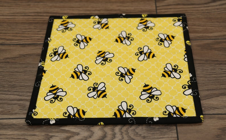 Bee Mug Rug, Bumblebee Desk Mat, Farmhouse Kitchen Tiered Tray Decor, Honey Bee Gifts image 5