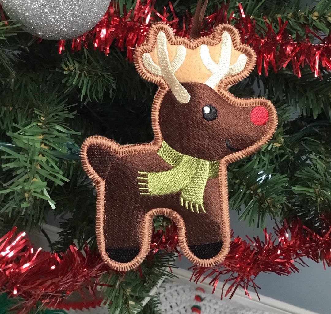 Felt Reindeer Christmas Tree Ornaments Handmade Embroidered Etsy Ireland