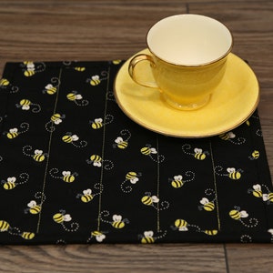 Bee Mug Rug, Bumblebee Desk Mat, Farmhouse Kitchen Tiered Tray Decor, Honey Bee Gifts image 9