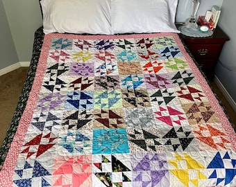 Couette patchwork pour lit simple, faite main, style vintage floral, linge de lit en coton