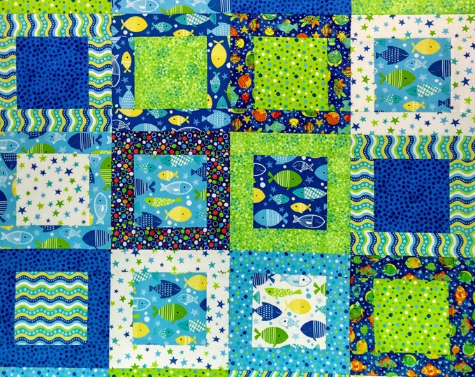 Baby Boy Quilt Go Fish Crib Quilt Handmade Baby Quilts for Etsy