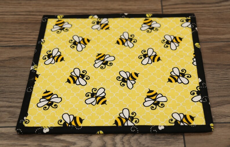 Bee Mug Rug, Bumblebee Desk Mat, Farmhouse Kitchen Tiered Tray Decor, Honey Bee Gifts image 7