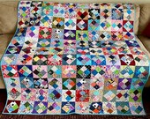 Vintage Style Throw Quilt, Handmade Scrappy Patchwork Quilt, Modern Farmhouse Quilts For Sale
