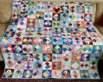Couverture courtepointe style vintage, courtepointe patchwork faite main, courtepointes style ferme moderne