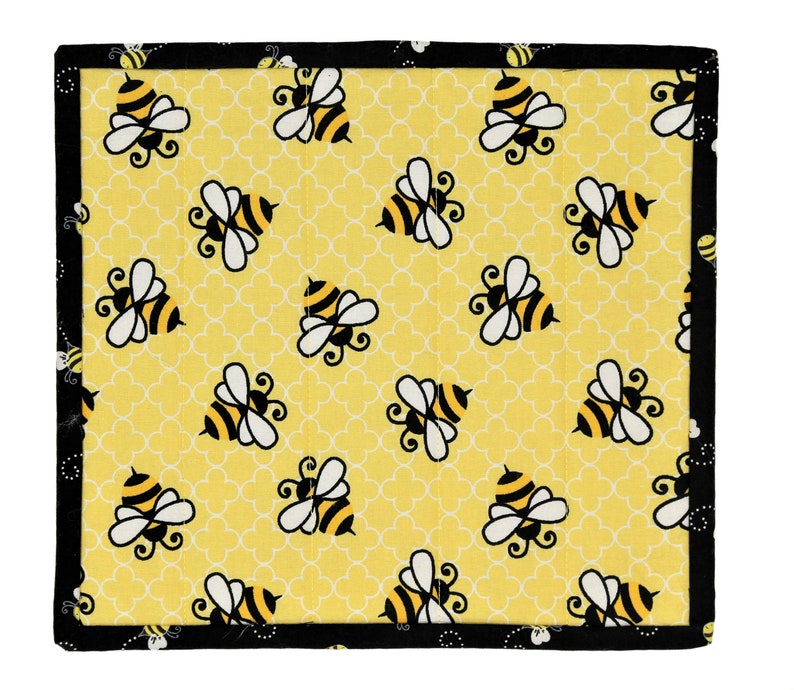 Bee Mug Rug, Bumblebee Desk Mat, Farmhouse Kitchen Tiered Tray Decor, Honey Bee Gifts image 1