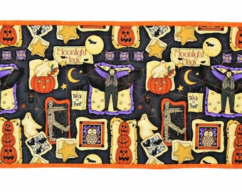 Halloween Table Runner, Quilted Black Cat Table Topper, Cute Halloween Table Decor