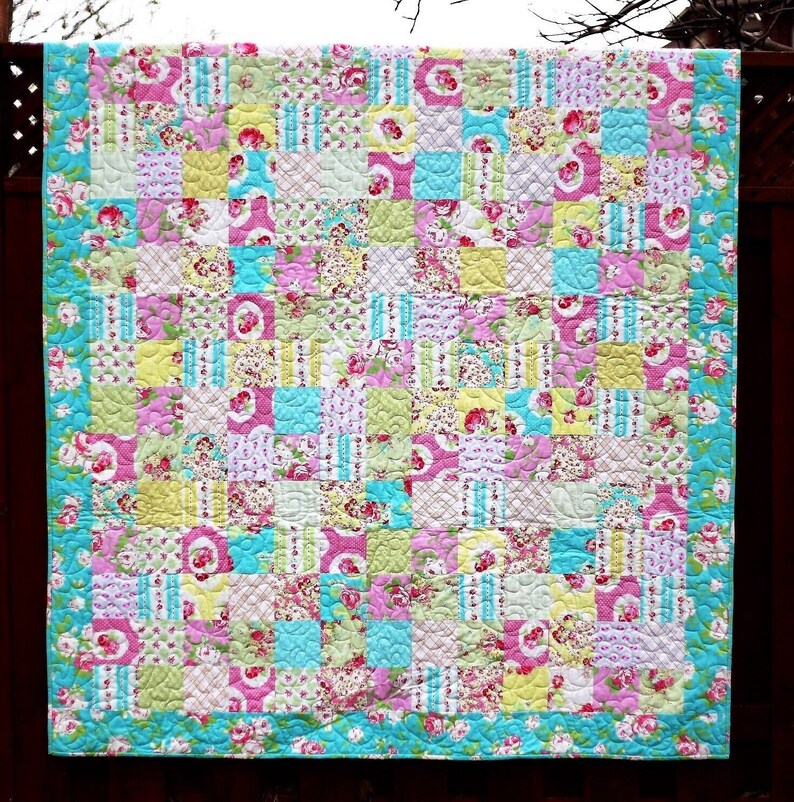 Twin Patchwork Quilt Handmade Floral Vintage Style Quilts for Etsy