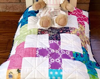 Handmade Patchwork Doll Quilt Set: 18-inch Doll Bedding & Pillow