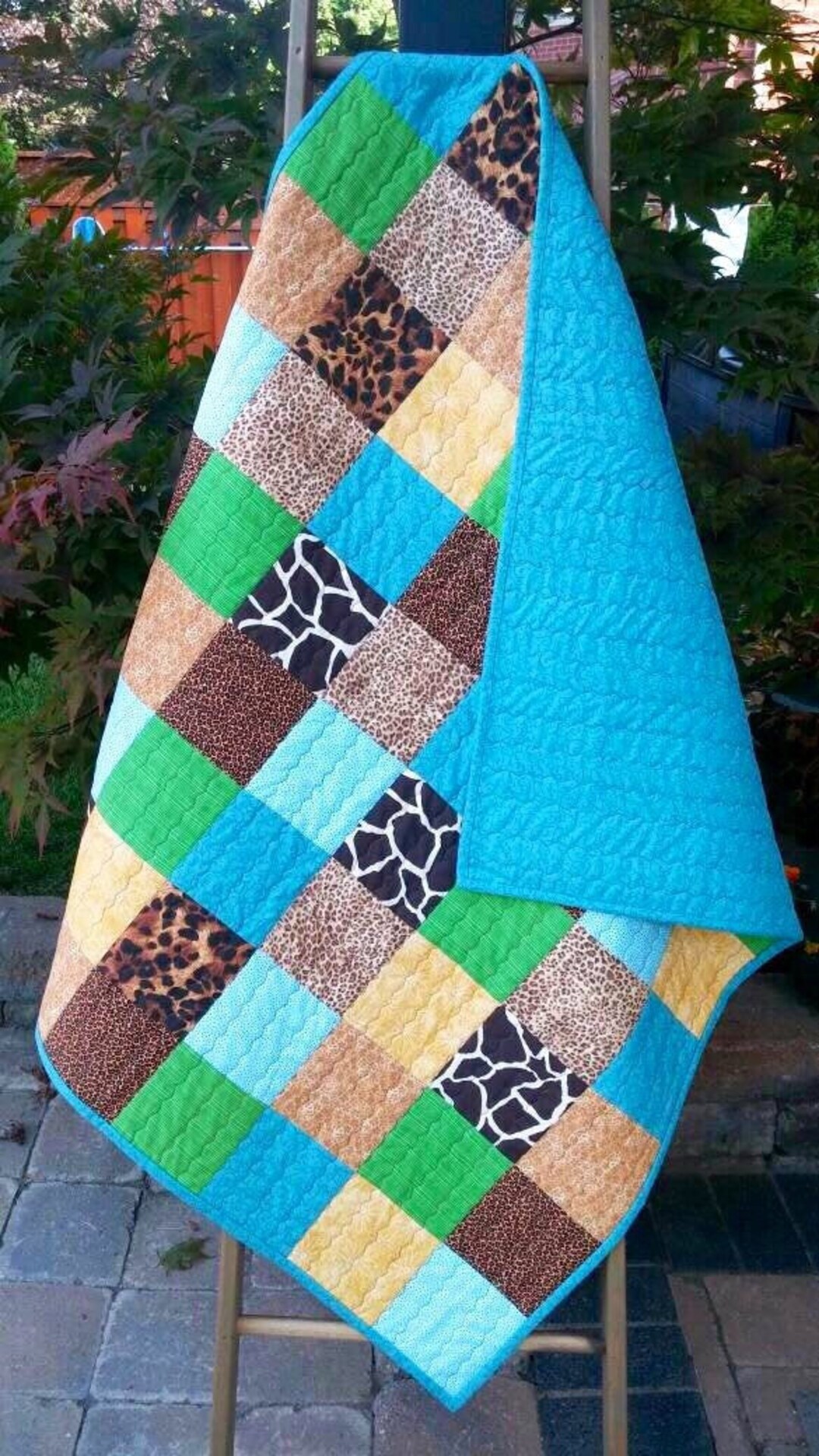 Baby Boy Quilt, Patchwork Crib Quilt, Safari Jungle Nursery Decor, Baby