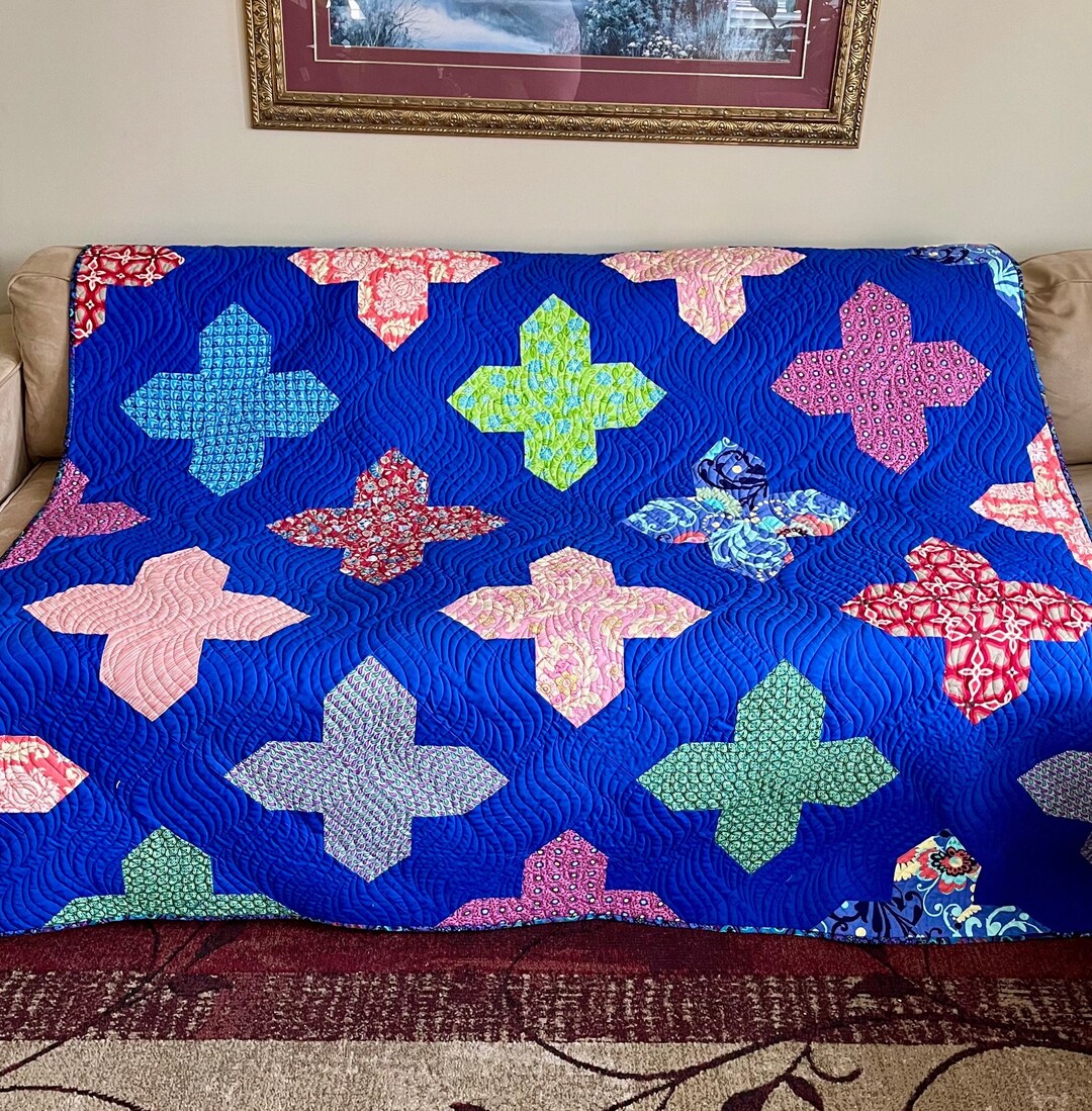 Patchwork Quilt Handmade Modern Colorful Throw Quilts for Etsy