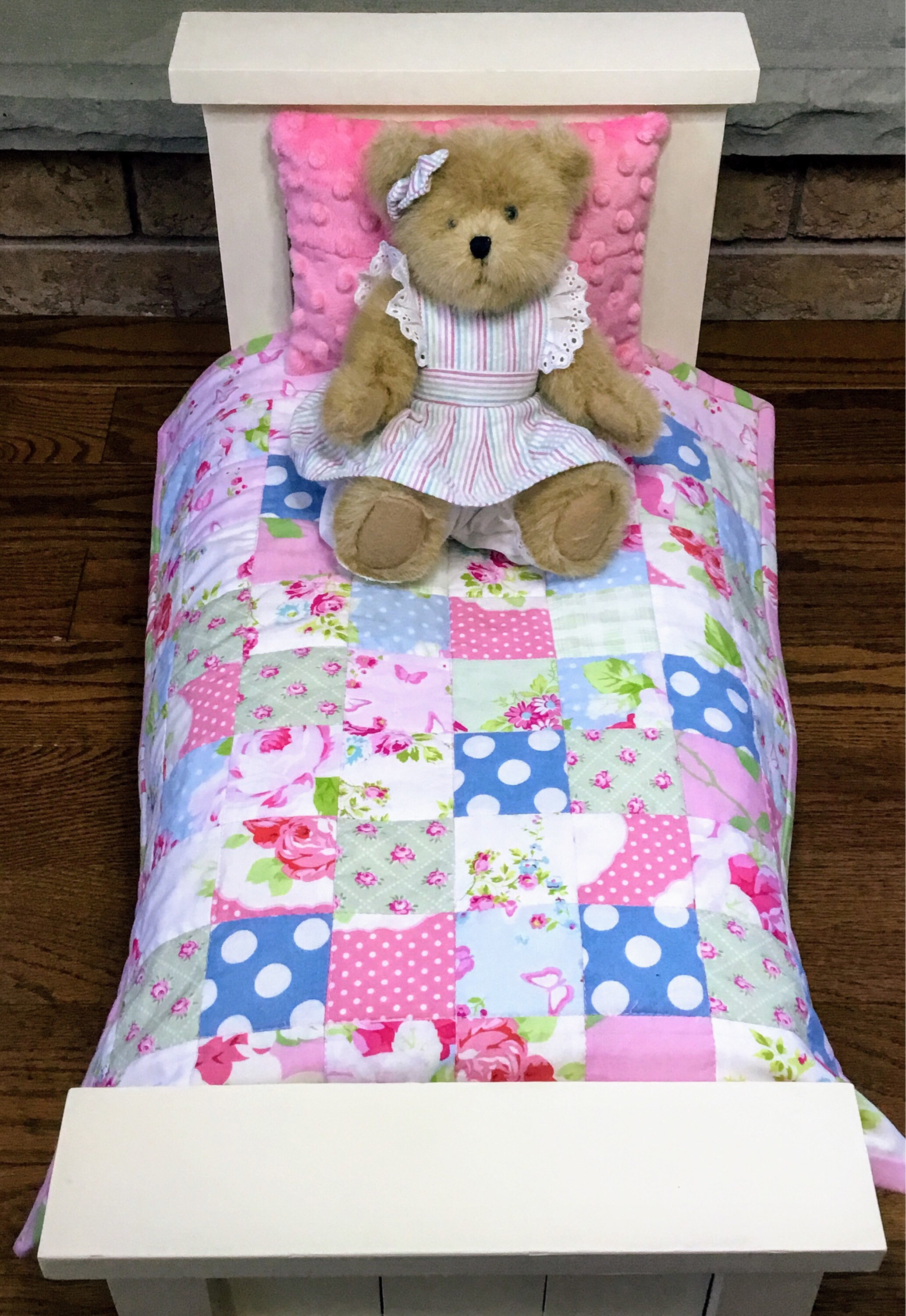 American Girl Doll Bedding Set Shabby Chic Pink Doll Quilt Etsy