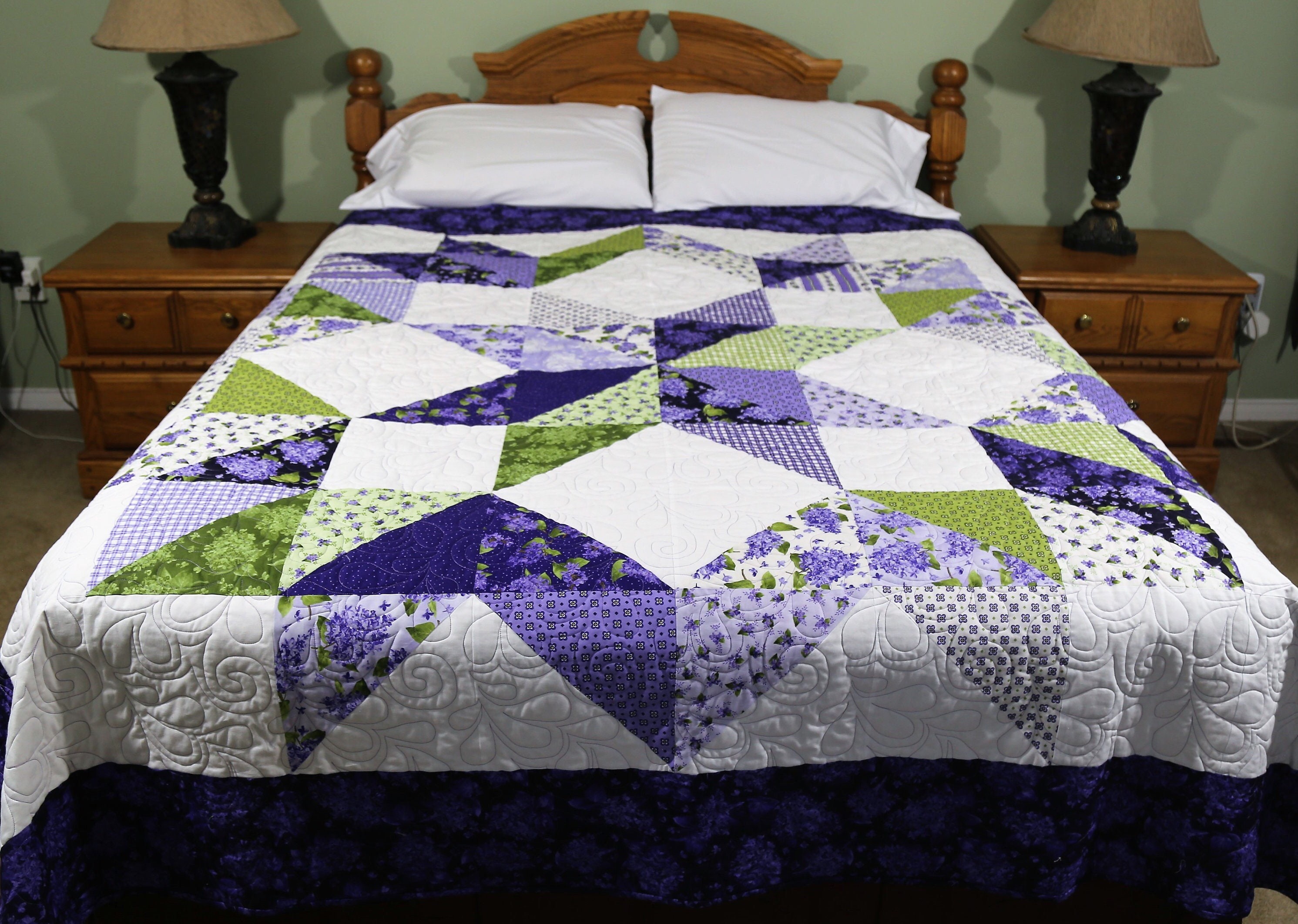Queen Patchwork Quilt Handmade Carpenter Star Full Size Etsy