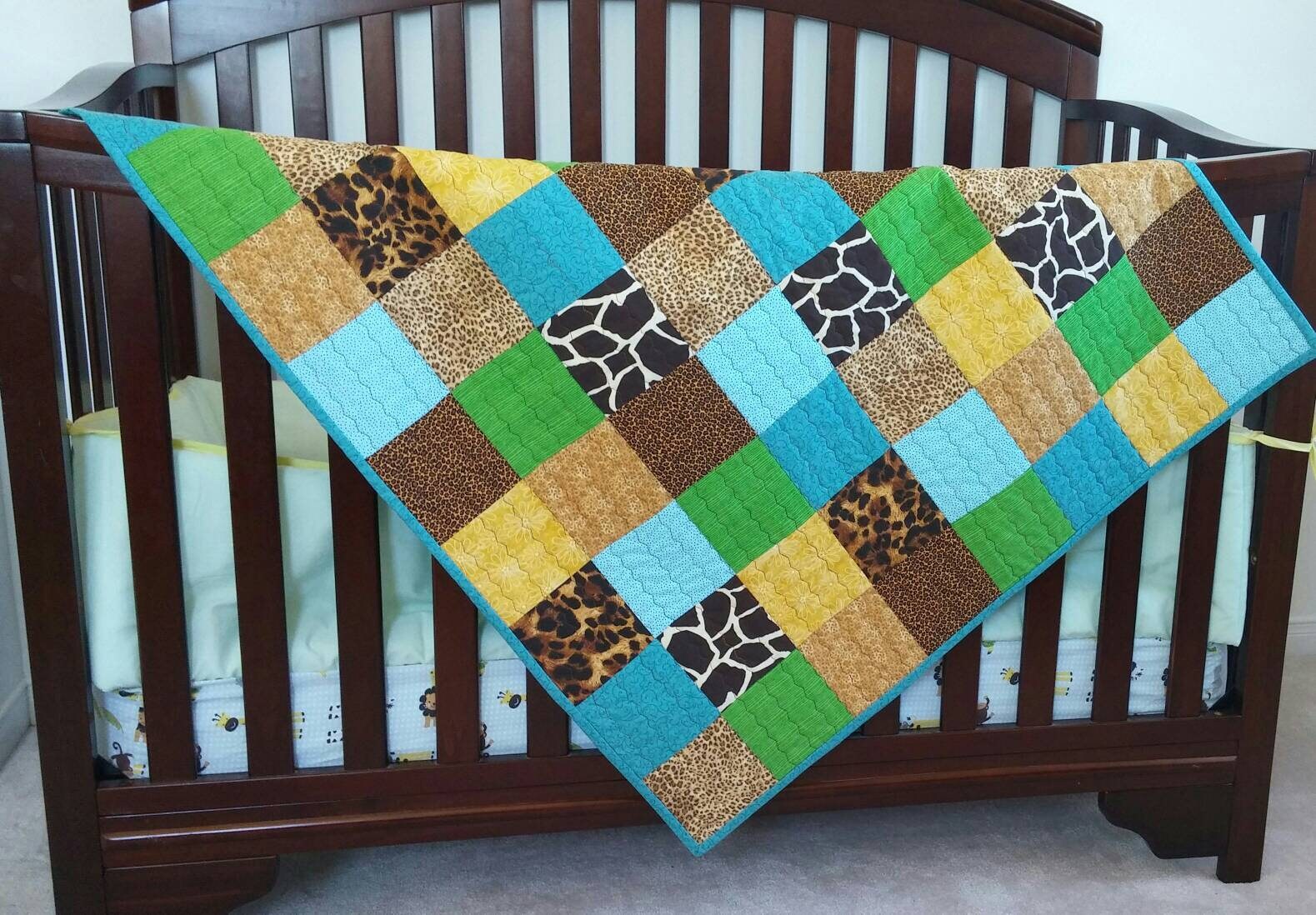 Safari Animals Baby Quilt Crib Quilt Boy Boy Toddler Etsy