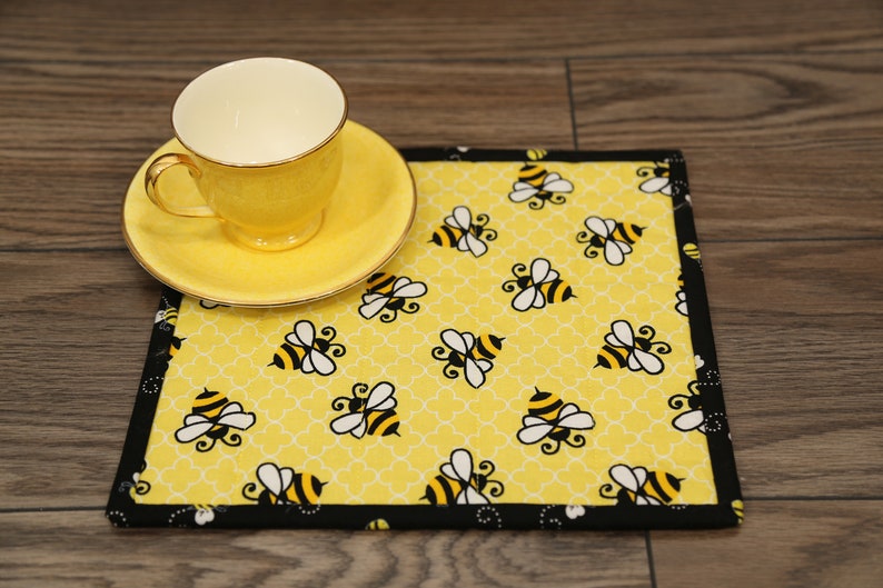 Bee Mug Rug, Bumblebee Desk Mat, Farmhouse Kitchen Tiered Tray Decor, Honey Bee Gifts image 10