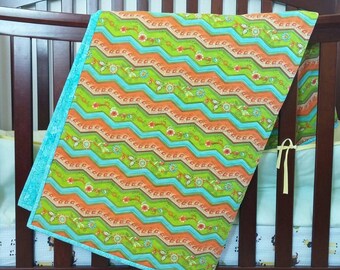 Handmade Baby Quilt, Ladybug Butterfly Crib Quilt, Gift for Baby Girl