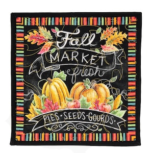 Quilted Fall Mug Rug, Cute Desk Mat, Farmers Market Coffee Mat, Coffee Bar Decor