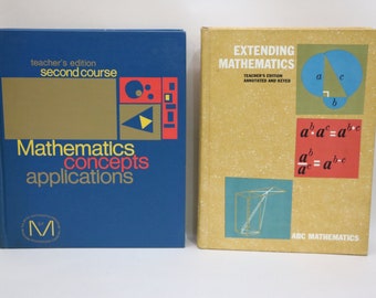 Math Textbook School Books Hardcover Mathematics Stacked Books - Teacher's Editions 1970's