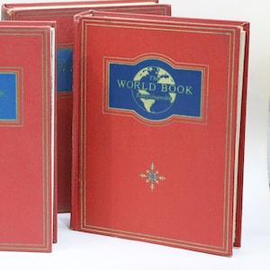 1950's The World Book Encyclopedia Annual Supplements- Lot of 3 Books w/ Supplements