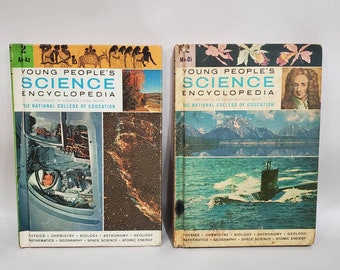 Young People's Science Encyclopedia books - 2 Book lot volume 2 & 12 vintage Science 1970's