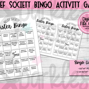RELIEF SOCIETY Activity Game, Activity Printable Bingo, Get to Know You Printable, LDS Printable Game Idea, Church of Jesus Christ, lds
