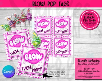 Blow Pop Tags | Blow Them Away | INSTANT EDITABLE DOWNLOAD | Team Gift Ideas | Sucker Gift Tag | Gift Tags | Blow Pop Gift Tags | Lollipop