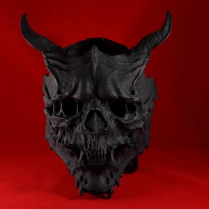 Oni Skull Mask/Matte Black Version Demon Skull/ Horror Halloween, Costume,