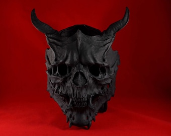 Oni Skull Mask/Matte Black Version Demon Skull/ Horror Halloween, Costume,