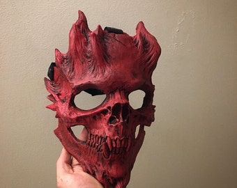 Red Death special edition Bone Warrior, Aged Bone Skull Mask/Demon Skull/ Horror Halloween, Costume, finished.