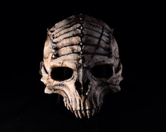 Pre-Order Demon mask, Aged bone skull, Halloween costume, adult horror, Mask, Half mask, Skull Mask,