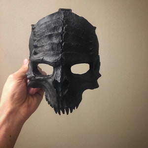 Matte Black Demon mask, skull, Halloween costume, adult horror, Mask, Half mask, Skull Mask,