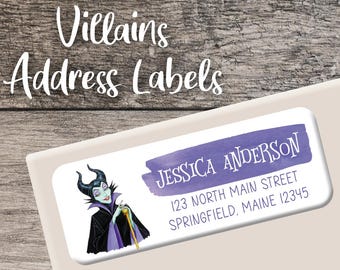 Disney Villains Return Address Label, Maleficent Ursula Evil Queen Personalized Address Sticker, Printed or Digital Custom Sheet Labels