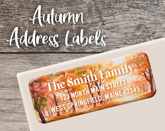 Autumn Return Address Labels, Fall Leaves Labels, Personalized Address Label, Custom Label Sheet, Digital or Printed Label Foliage Wedding