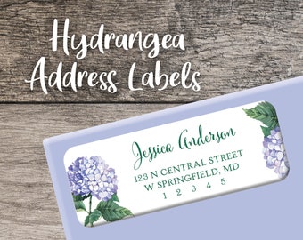 Hydrangea Return Address Labels 001 Spring Flowers Label Personalized Address Label Custom Digital or Printed Blue Hydrangea Sticker