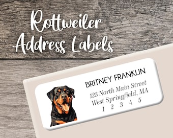 Rottweiler Return Address Labels Rottie Personalized Address Label Custom Digital Printed Dog Lover Gift for Dog Owner Rottweiler Sticker