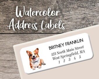 Welsh Corgi Return Address Labels 004 Dog Label Personalized Address Label Custom Digital Printed Dog Lover Gift for Dog Owner Corgi Sticker