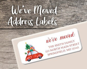 We've Moved Return Address Label 001 Christmas Personalized Address Label Custom Sheet Digital Printed Holiday Vintage Car We have moved